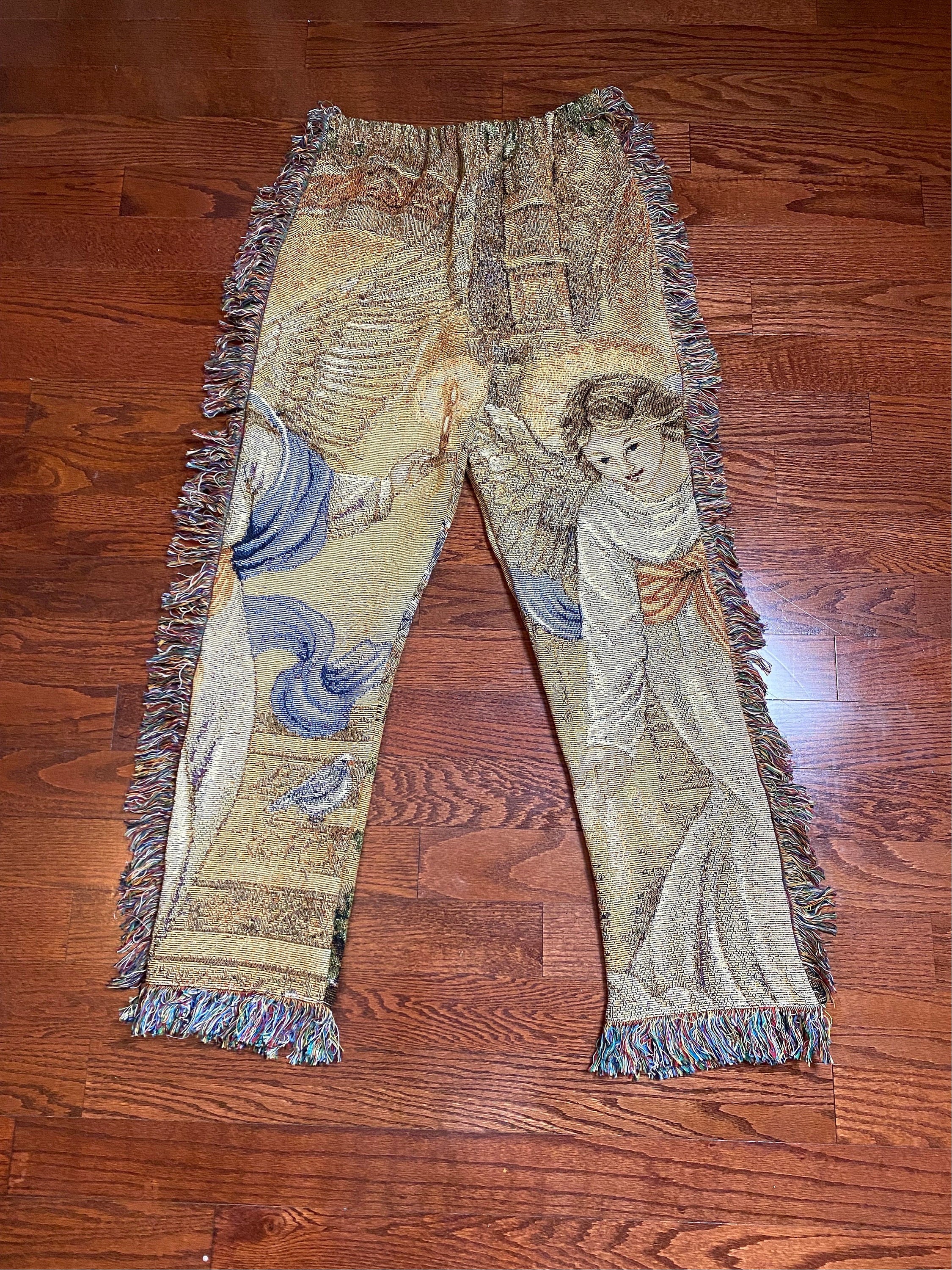 Multicolor Fringe Blanket Tapestry Pants 