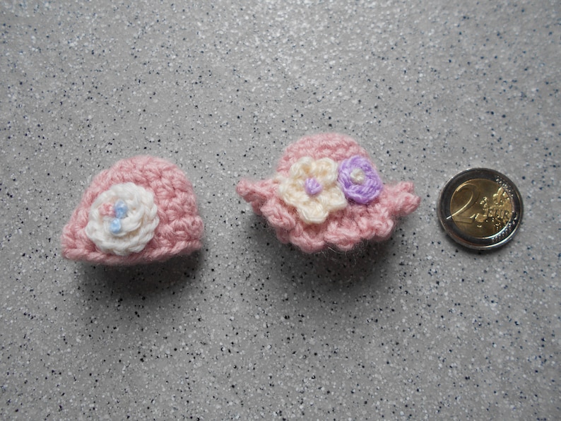 Lot 2 handmade crochet miniature hats hanging ornament doll accessories miniature crochet cups handmade