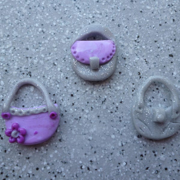 3 Sacs à main en  fimo 20 x 23 mm environ