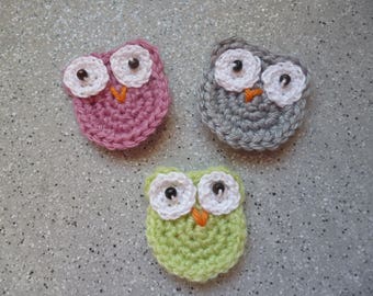 3  Chouettes au crochet en laine réalisées à la main