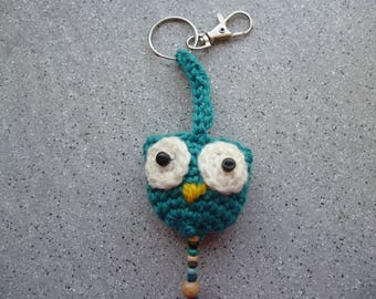Nice key ring or owl in wool crocheted by me