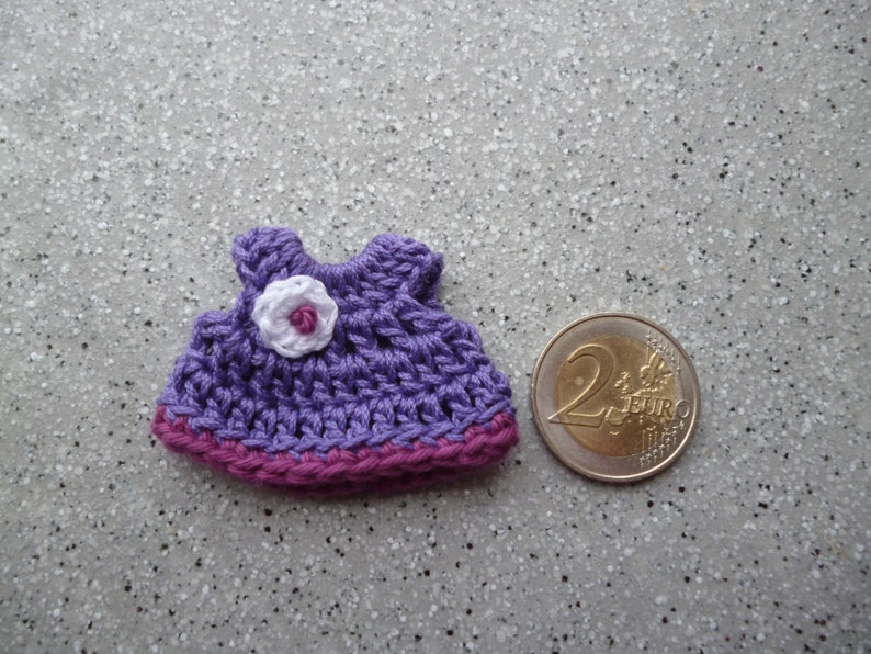 embellishment scrapbooking Miniature dress crocheted by hand in crochet cotton miniature cardmaking.