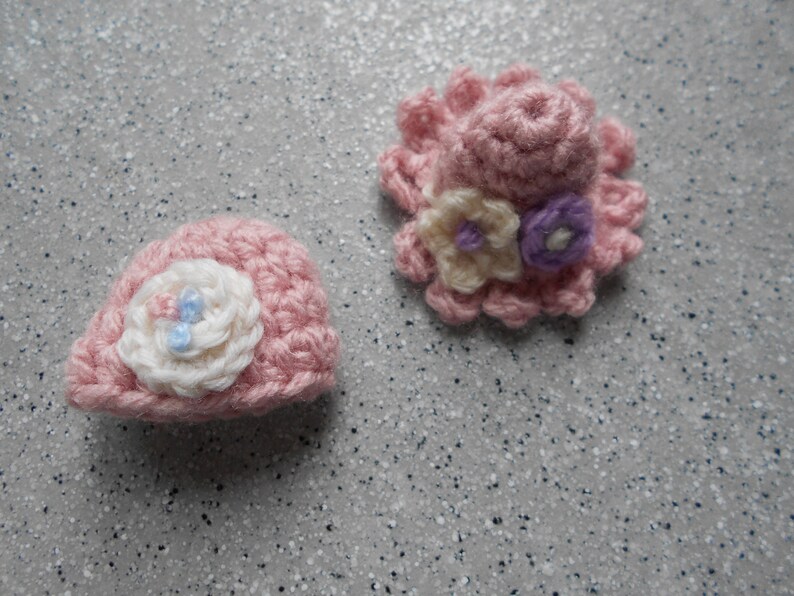 Lot 2 handmade crochet miniature hats hanging ornament doll accessories miniature crochet cups handmade