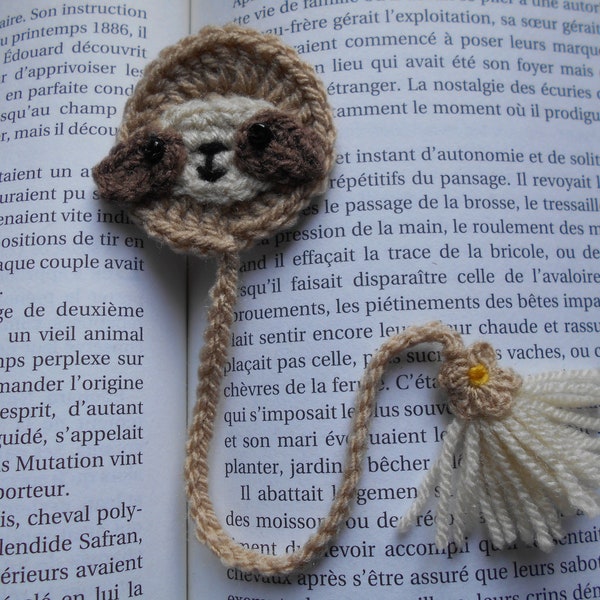 Marque page réalisé au crochet bookmark au crochet, fait main, paresseux crochet