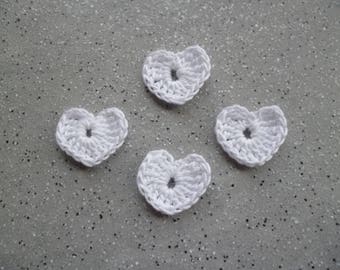 4 beautiful little hand made crochet hearts