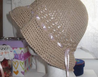 chapeau été au crochet coloris corde