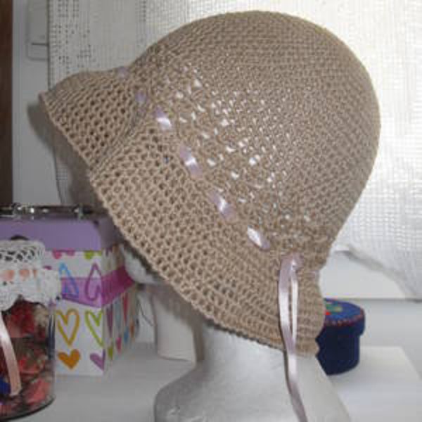 chapeau été au crochet coloris corde