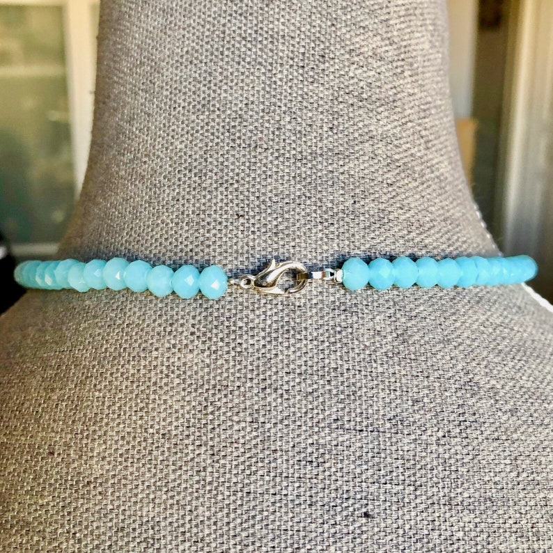 Collier De Perles Rondelles Saphir Bleu Naturel - Longueur 16 Pouces (40 Cm) - Réglable - Fait Main En Inde - Neuf Avec étiquettes