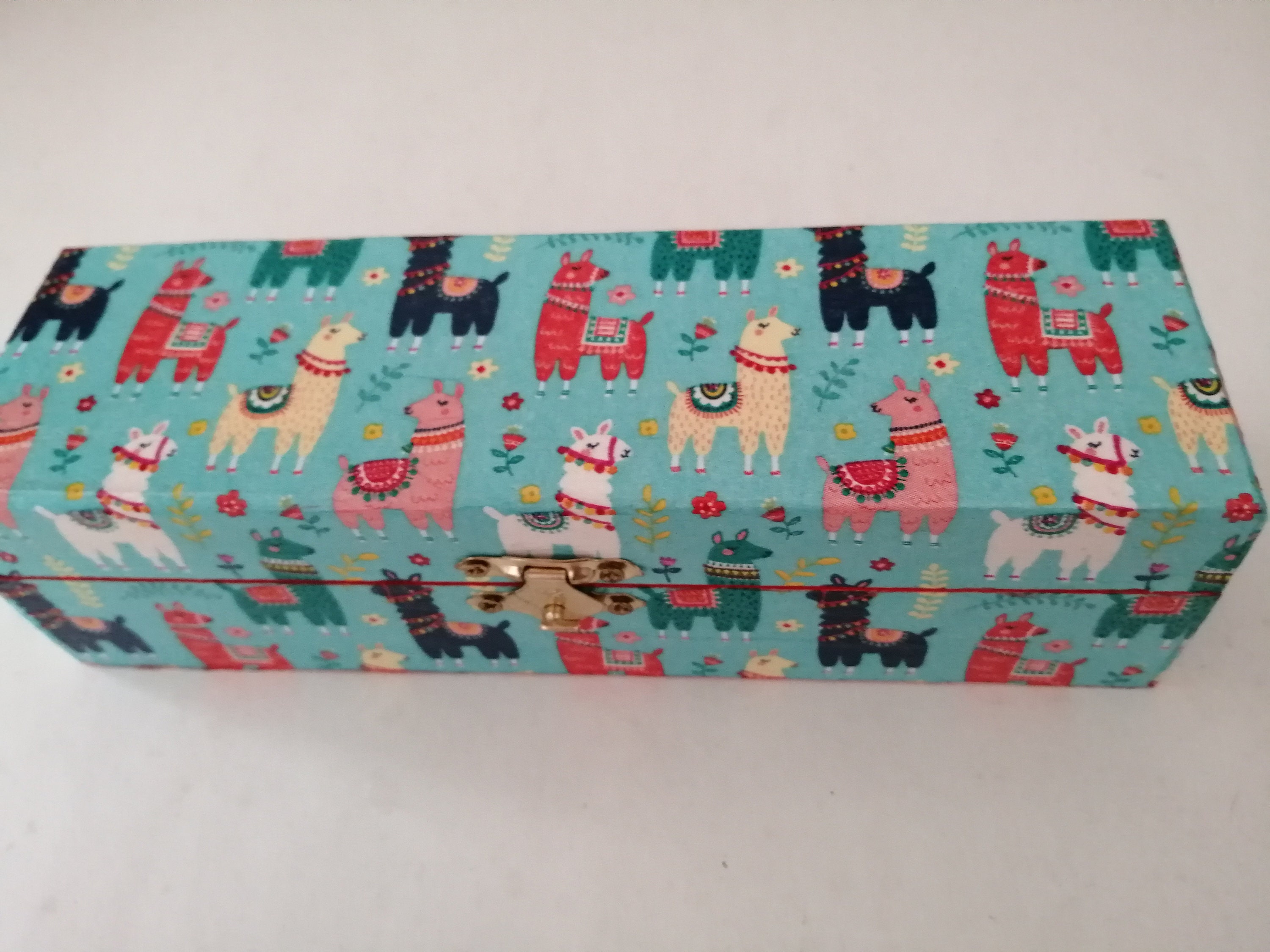 Boite Plumier en Bois Zen Petits Lamas 