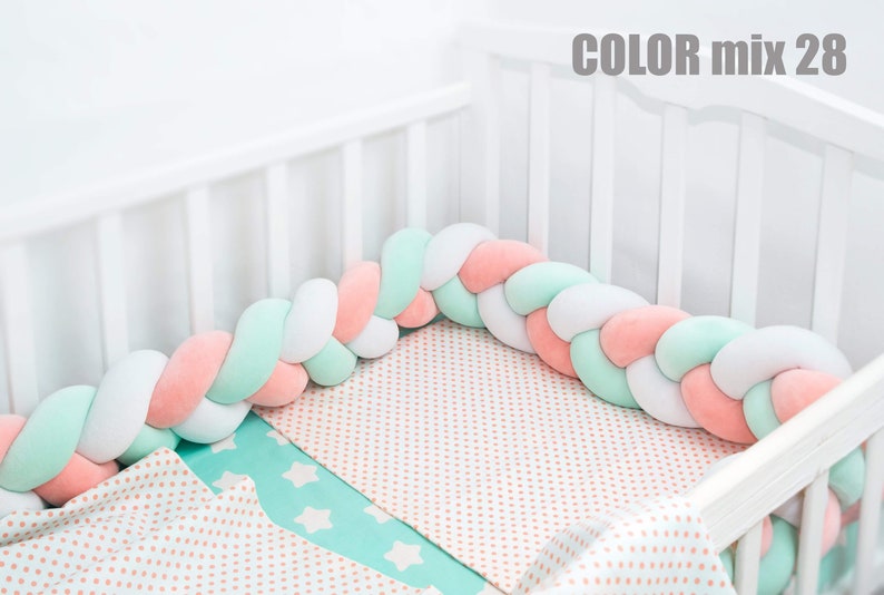 Braided Crib Bumper Of 3 Strips Pipes Decorative Pillow Etsy