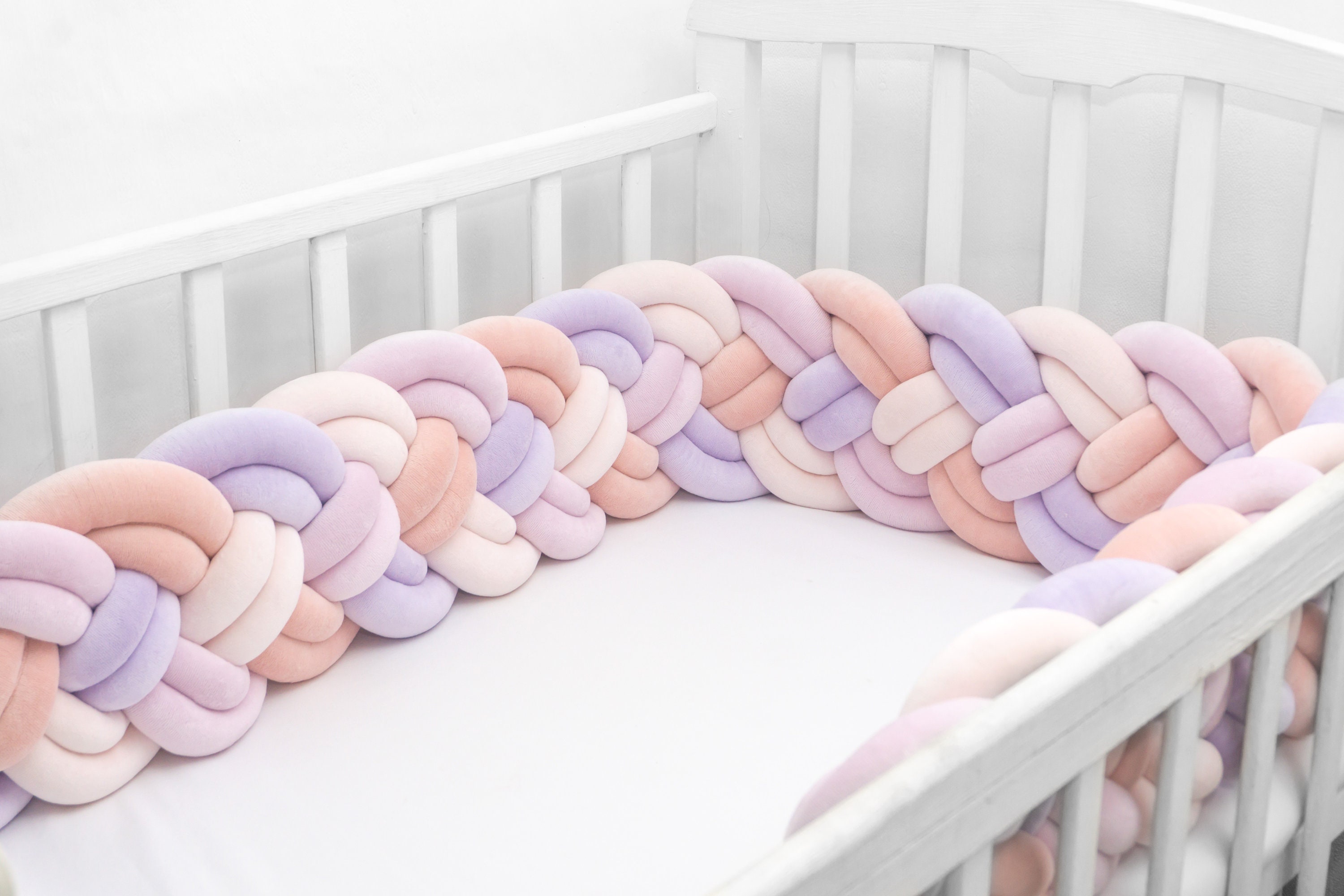 Braided crib bumper of 4 double strips. bumper decorative Etsy