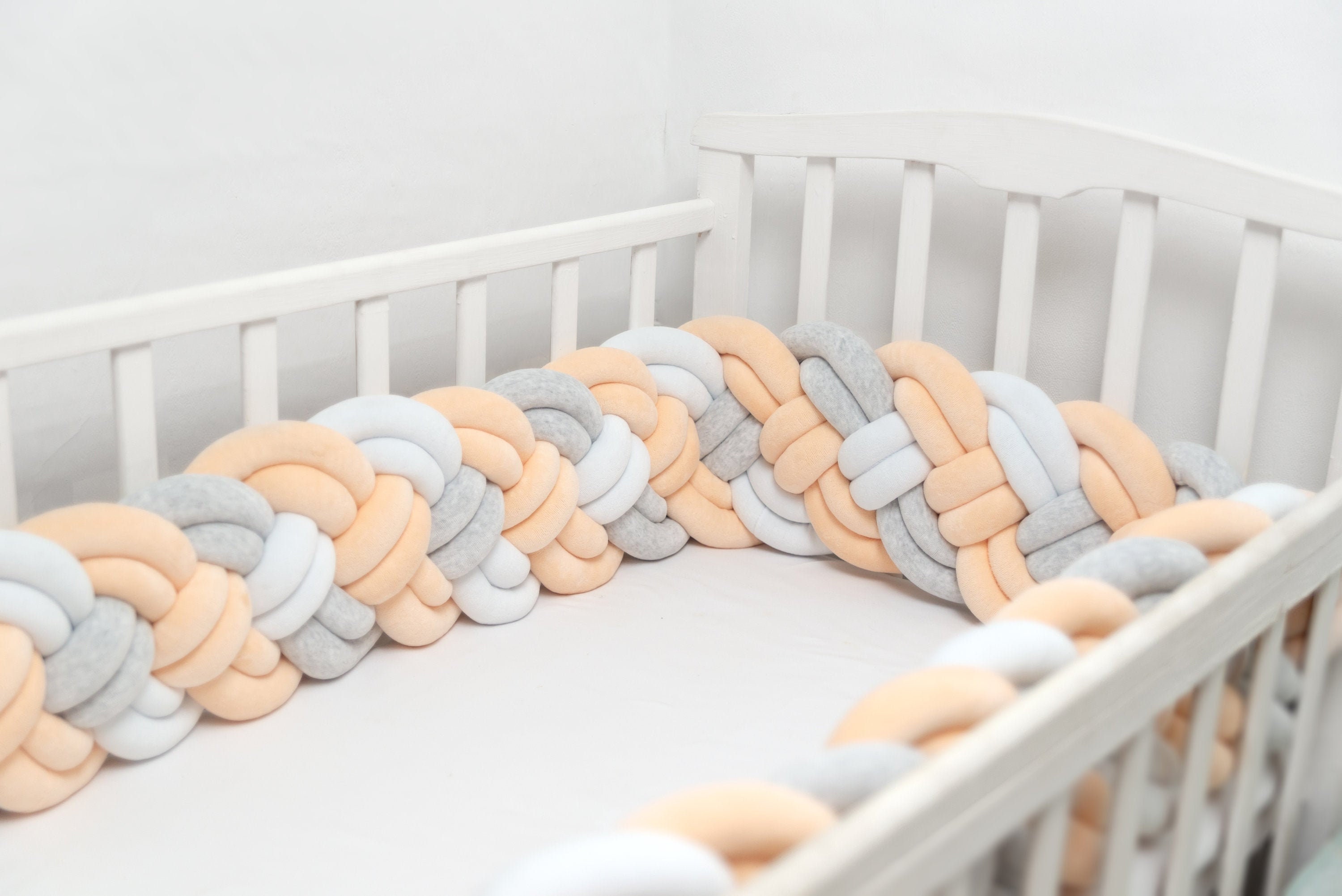 Braided crib bumper of 4 double strips. bumper decorative Etsy
