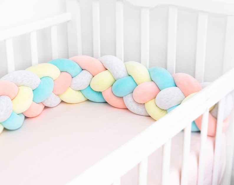 Knot Cushion Decor Baby Shower Braided Crib Bumper Braided Crib Bumper for kids Decorative Pillow Bedding Cradle Bolster Crib
