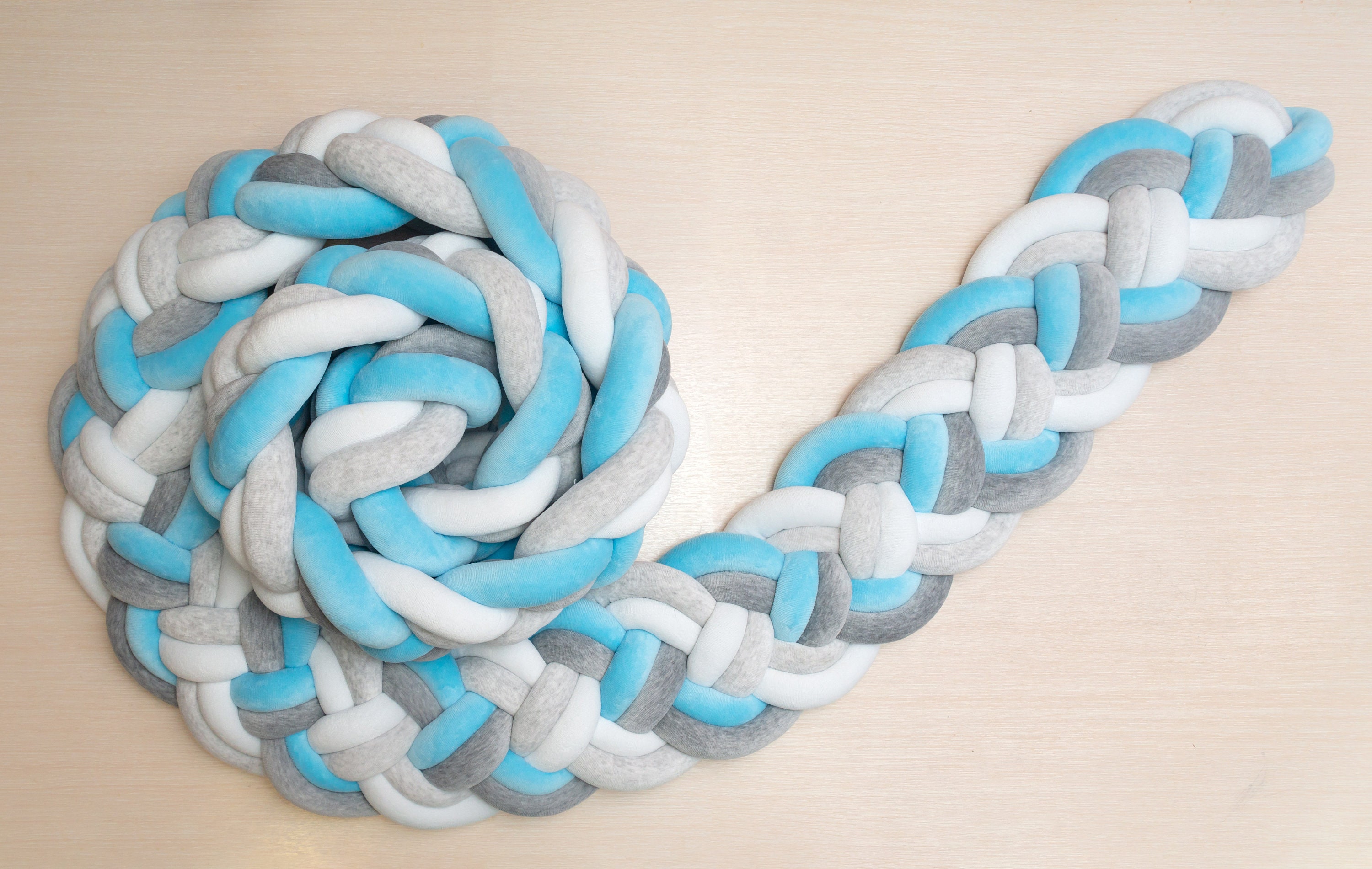 Braided crib bumper of 4 double strips. bumper decorative Etsy