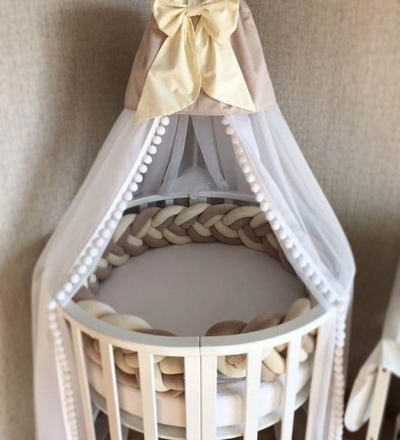 cream crib bumper