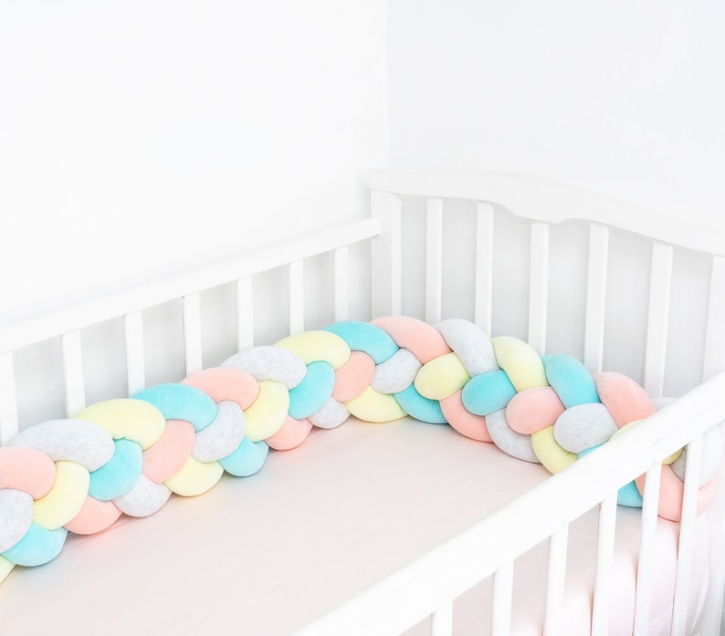 Knot Cushion Decor Baby Shower Braided Crib Bumper Braided Crib Bumper for kids Decorative Pillow Bedding Cradle Bolster Crib