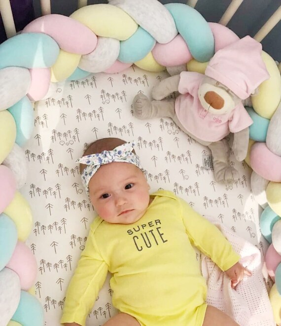 Braided Crib Bumper Of 4 Strips Braided Crib Bumper Knot Etsy