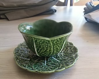 Old Green Cabbage Leaf Bowl