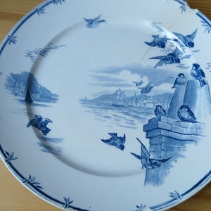 Antique porcelain plate Oiseaux