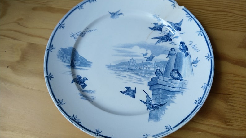 Antique porcelain plate Oiseaux