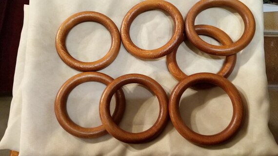 Set Of 8 Wooden Curtain Rings Etsy