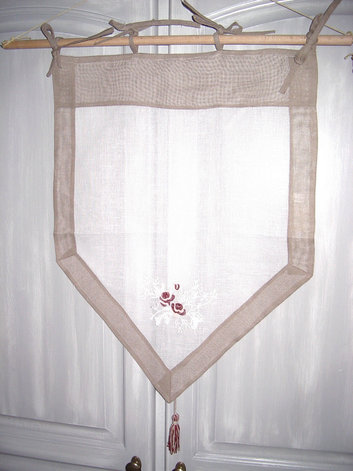 Rideau Brise Bise, Lin et Polyester, Miel Broderie