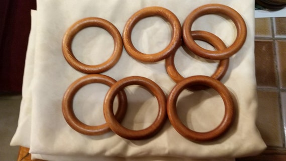 Set Of 8 Wooden Curtain Rings Etsy