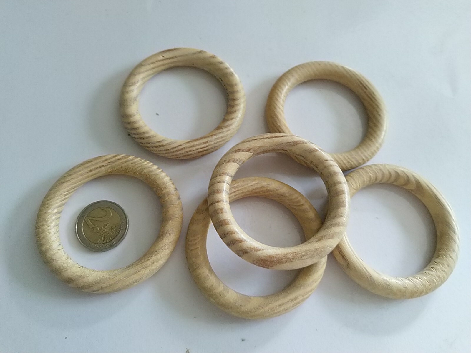 Anneaux de Rideaux en Bois Clair