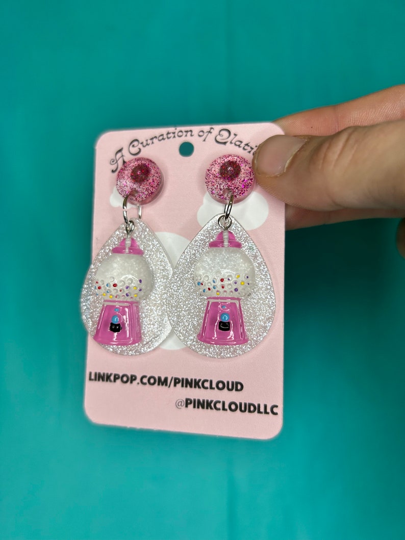 Bubble Gum Machine Earring Charms With White Teardrop Post Etsy