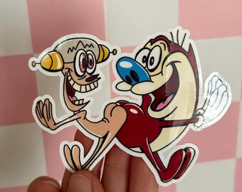 Ren and Stimpy Sticker: Glossy or Holographic Finish