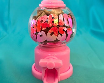 Brain Boost Candy Pill Dispenser: Holographic Decal, Choose Your Color
