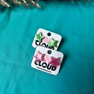 Small glitter resin star earrings stud earrings cute post back holographic