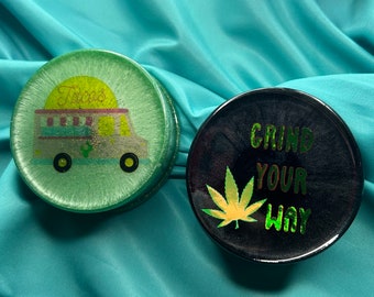 Herb Grinder Handmade Resin Black Green Decorative Only Glitter Mica Holographic