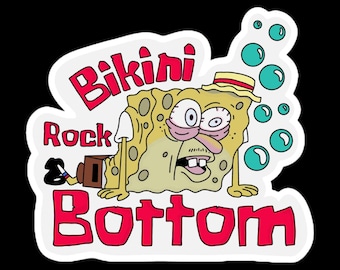 Bikini Rock Bottom Sticker | Recovery and Sobriety Humor | Choose your Size and Finish