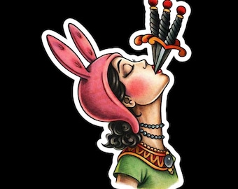 Louise Belcher Sticker | Sword swallowing Queen | Flash Art | Bobs Burgers Fan Art