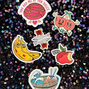 Handmade Food Sticker Pack: Hand-Drawn, Hand-Printed