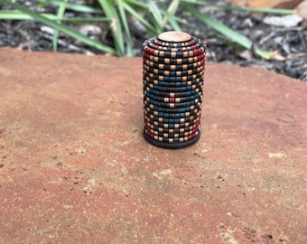 Dark Blue Diamond Basket Weave Patterned Box with Screw Top -  great gift idea.  ***Free Shipping***
