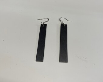 African Blackwood Oblong Dangling Earrings