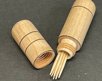 Threaded Maple Pocket Toothpick Holder, All Wood