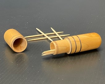 Pocket Toothpick Holder - Large Size Handturned Bradford Pear-**Free Shipping**
