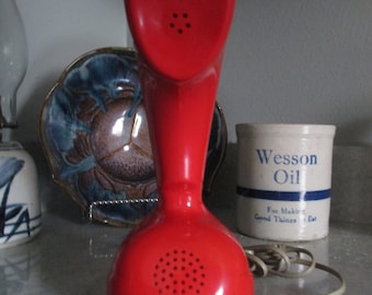 Vintage Ericofon,Cobra Red Rotary Phone, 1960's Decor- Home Decor- Sweden Style Phone- Art Object