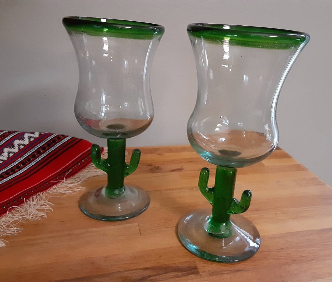 Vintage Margarita Cactus Glasses70's Mexican Hand Blown Etsy UK