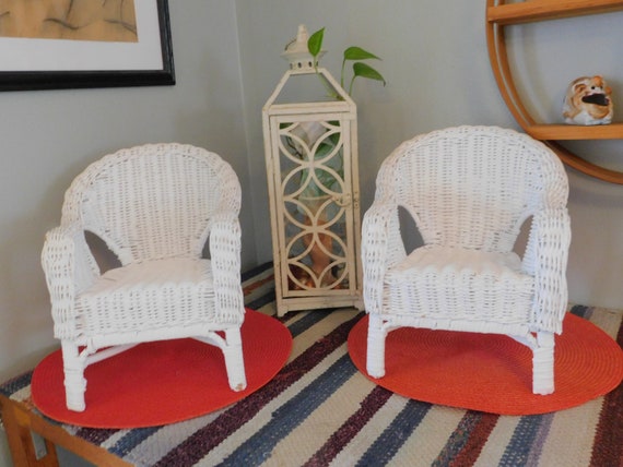 Vintage Doll Wicker Chairssmall White Wicker Chairsretro Etsy