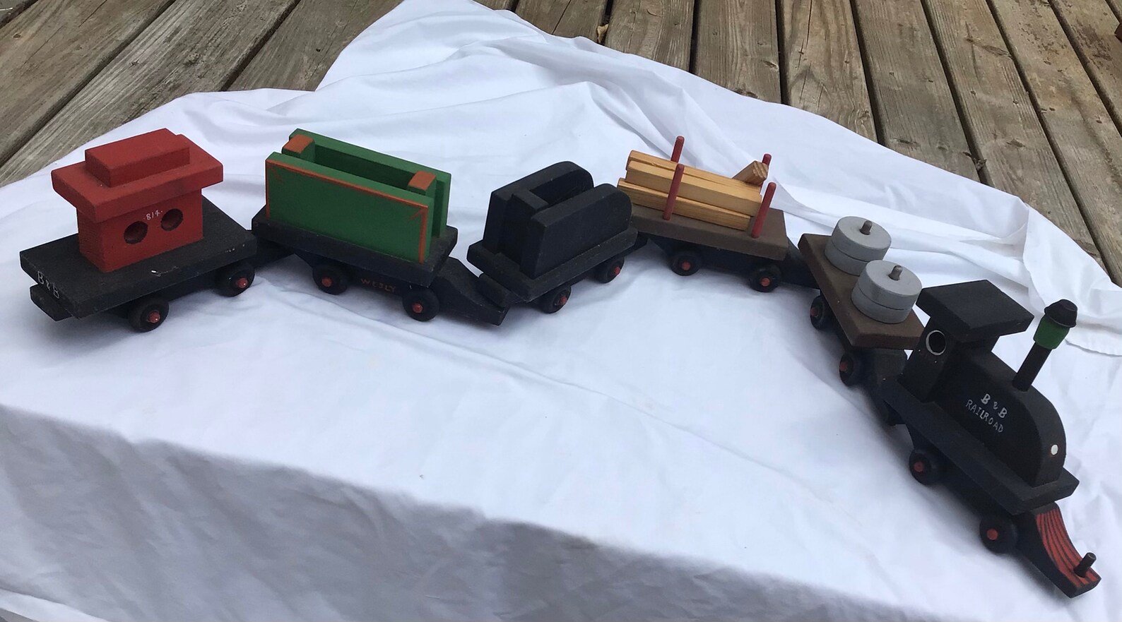 Vintage Wood Train Set Hand Painted Wood Traingreat Etsy