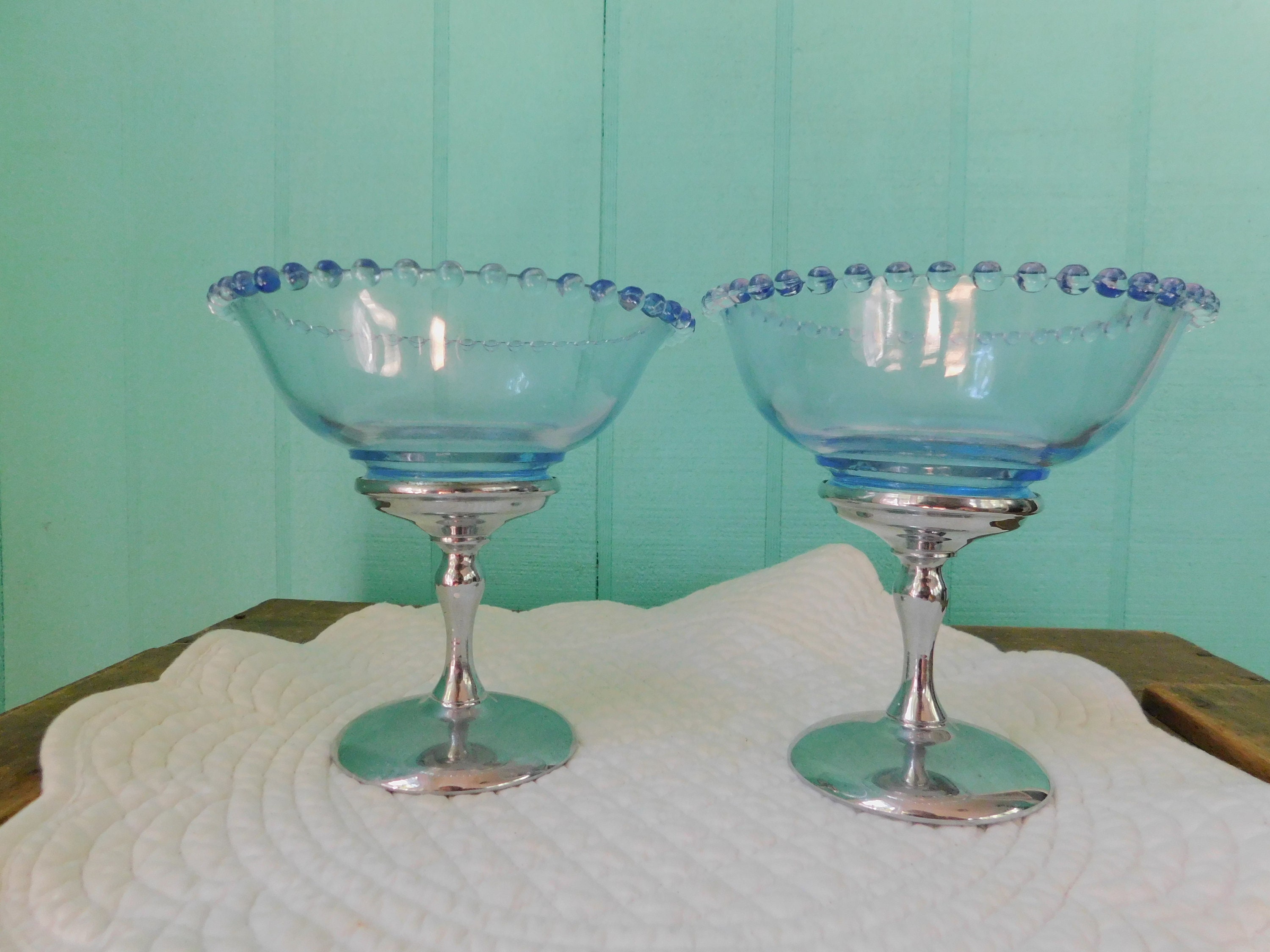 Vintage Bead Glass /Silver Candy Dishes Continental Silver Etsy
