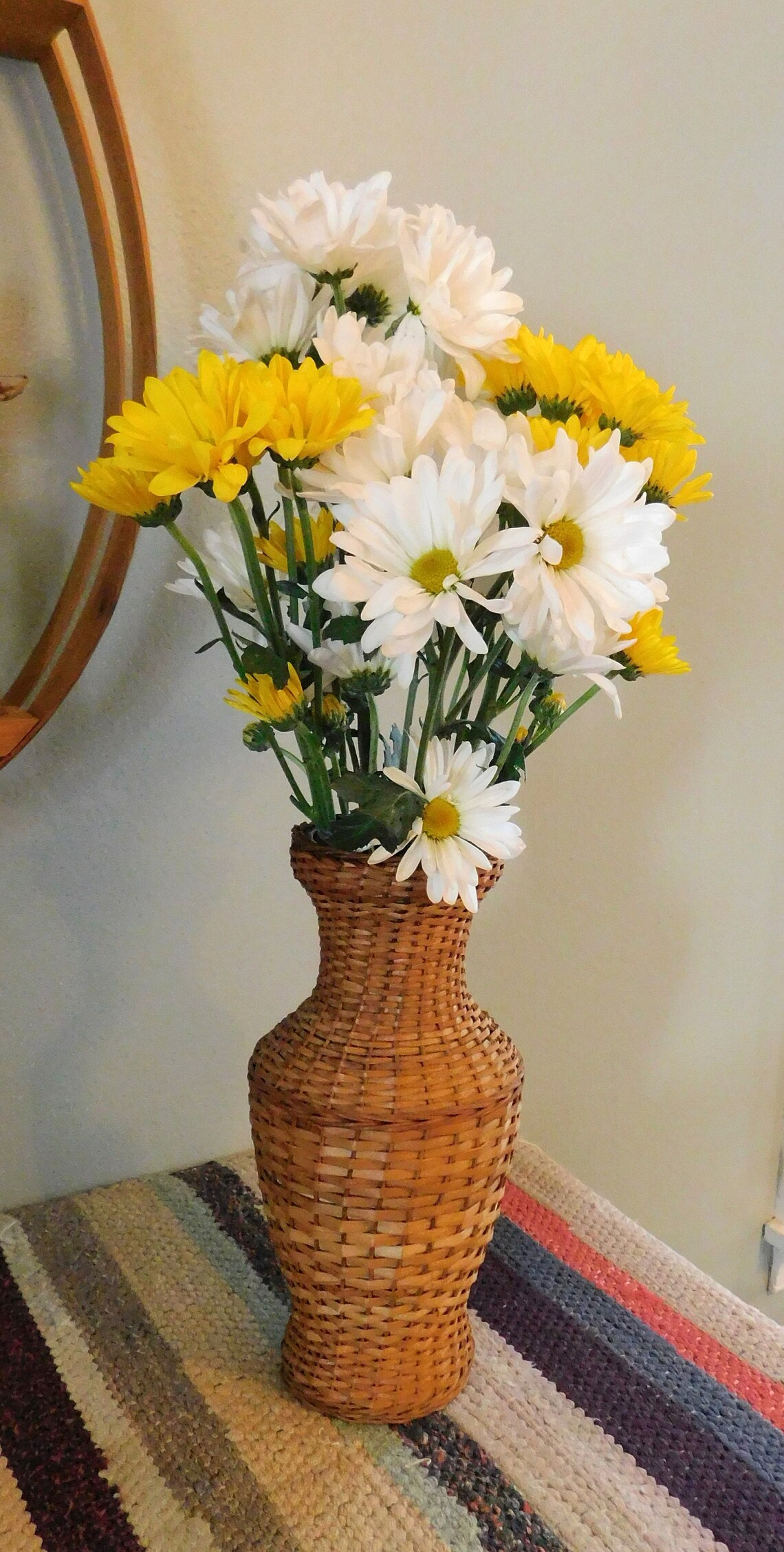 Vintage Wicker Flower Vase Wicker Covered Glass Vase Ratten Etsy