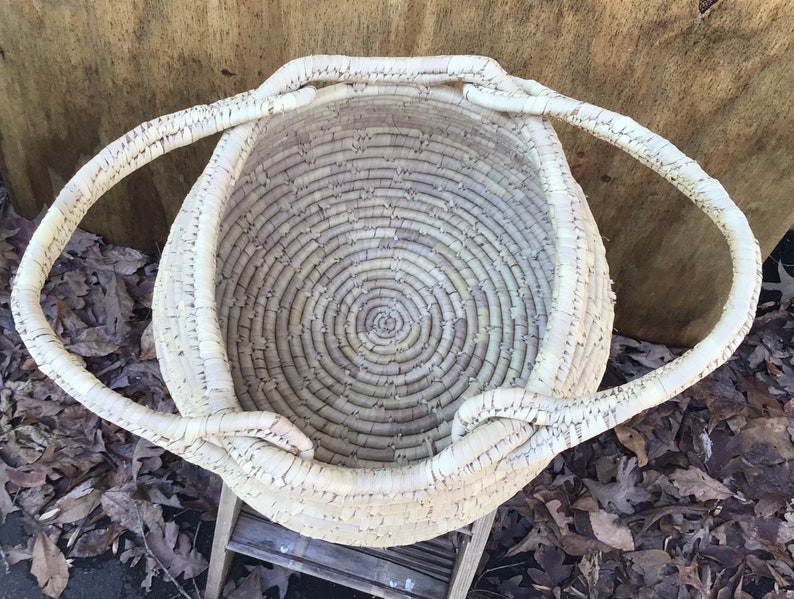 Vintage Large Sweetgrass Basket Large Market Basket Wrapped Etsy