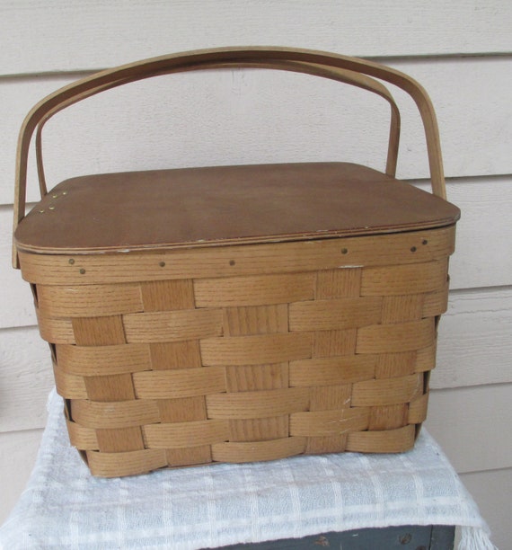 Vintage Picnic Basket Mid Century Picnic Basket Vinta… Gem