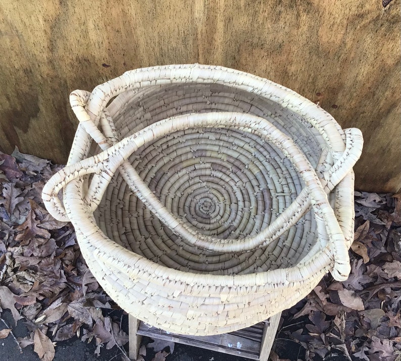 Vintage Large Sweetgrass Basket Large Market Basket Wrapped Etsy