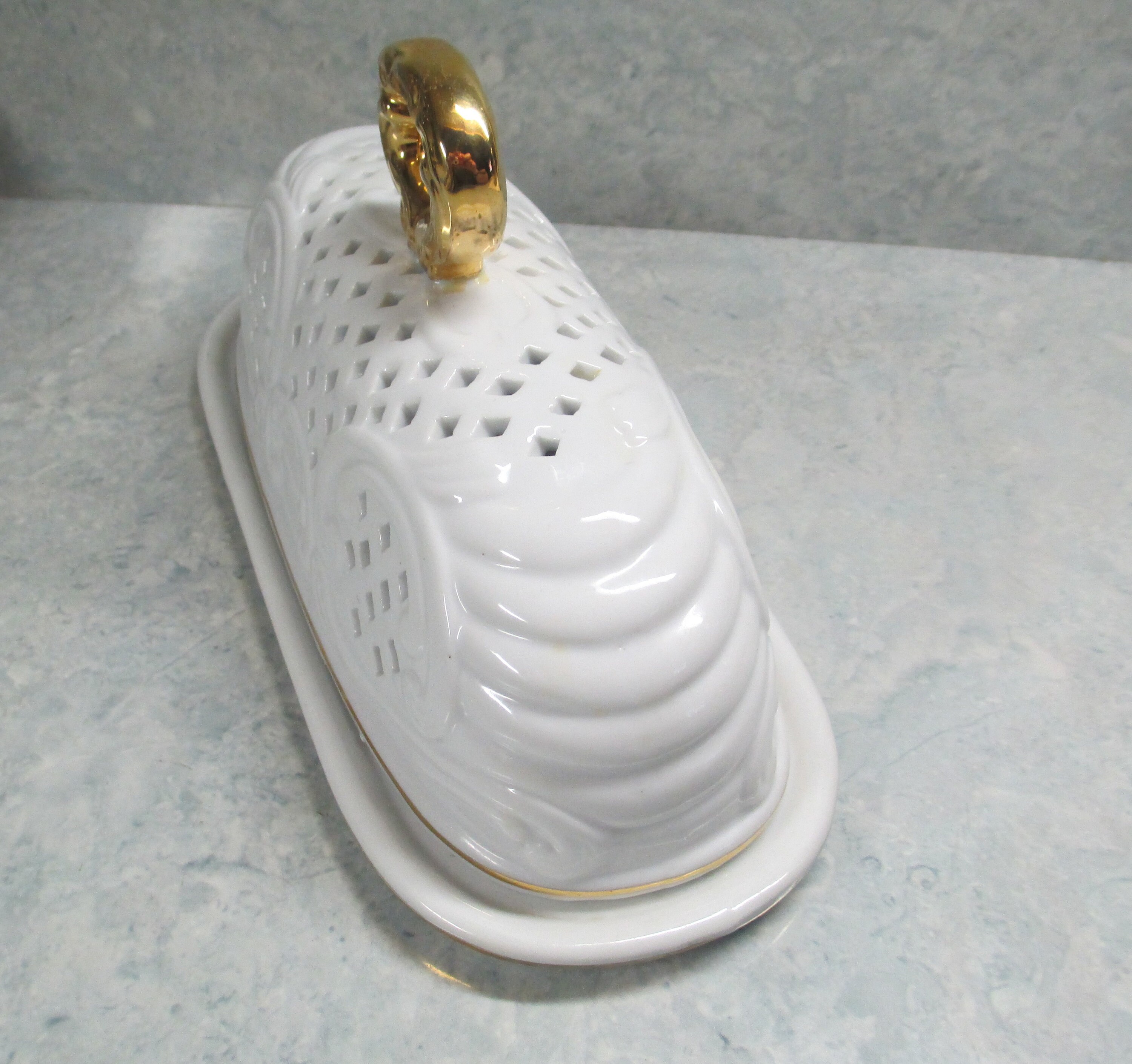 Ceramic and Gold Trimmed Butter DishFine Dining Etsy